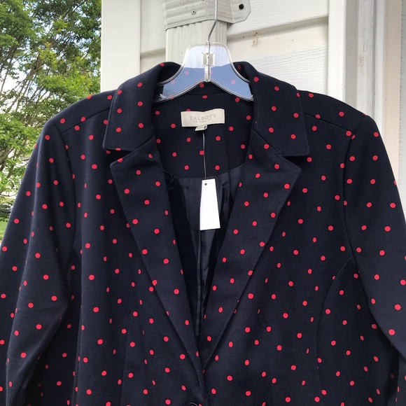 Nwt Talbots Cute Navy Red Polka Dots 